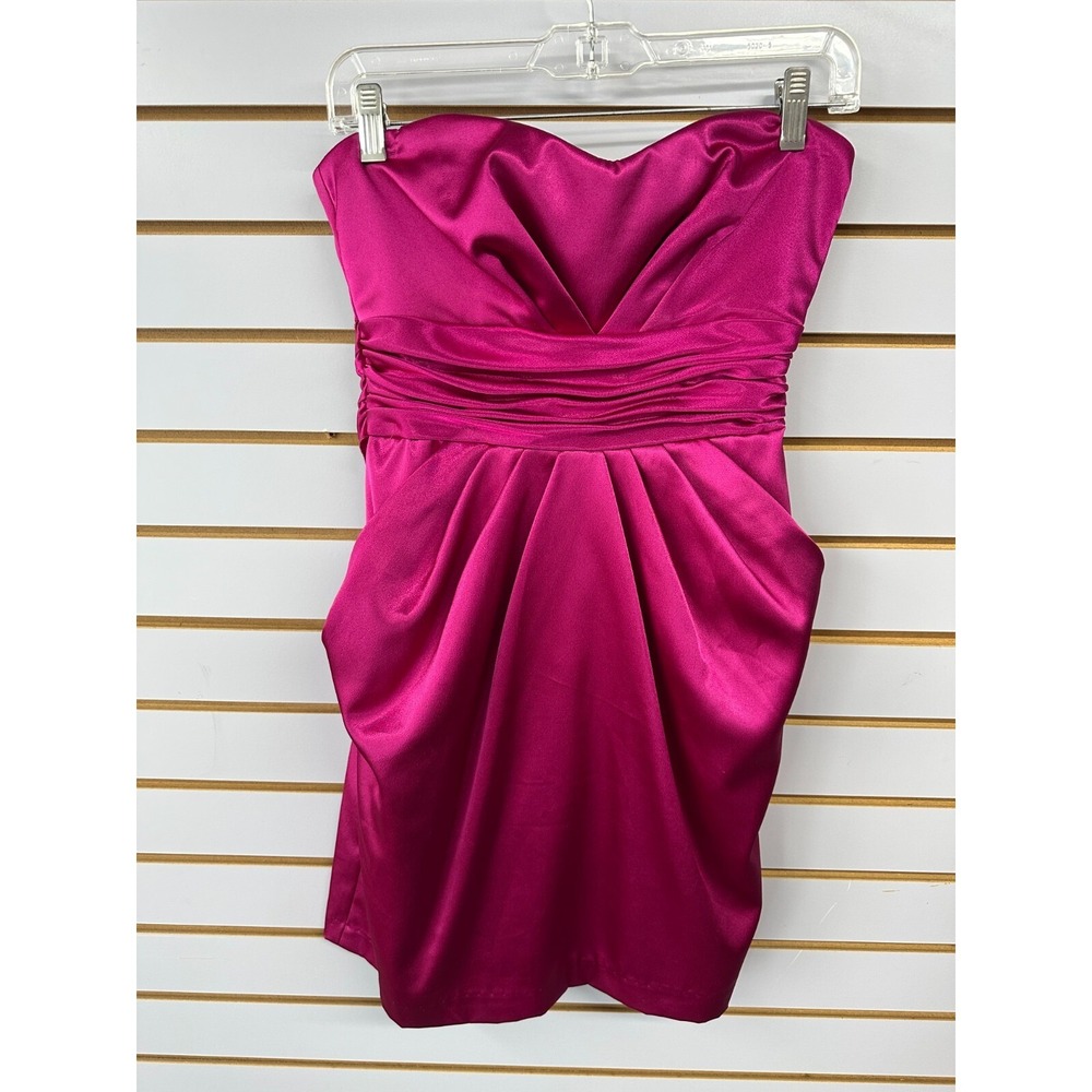 Teeze Me Strapless Satin Y2K 2000's Hot Pink Size 9 Dress Hoco Mini Party Girl‎